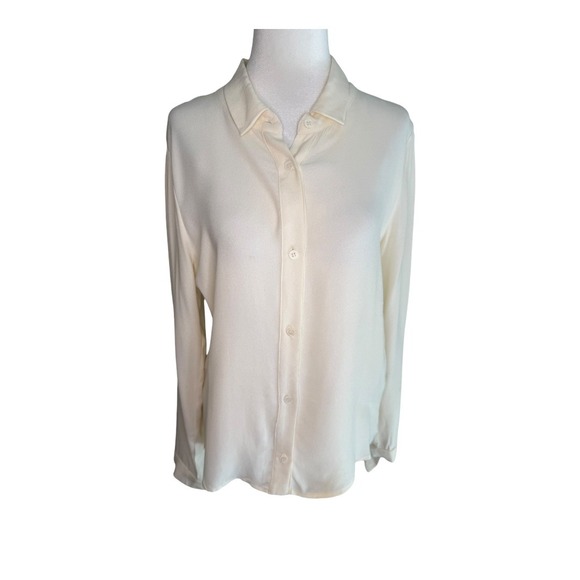 Reformation XS Button Down Long Sleeve Blouse Collared Cream Career Casual NWOT - Picture 1 of 10